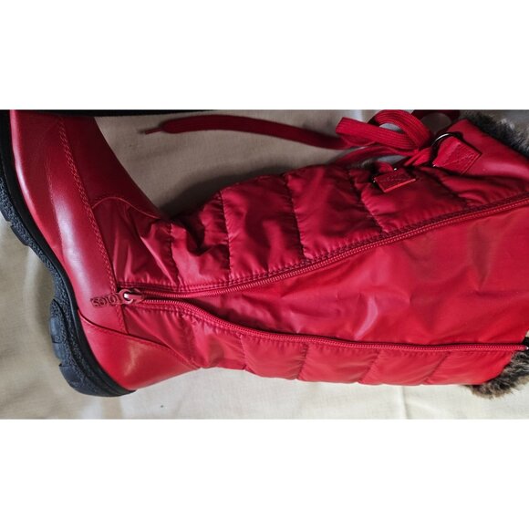 Womens Chromatics By Totes Red Faux Fur Lined Winter Boots Size 10W - Picture 7 of 10